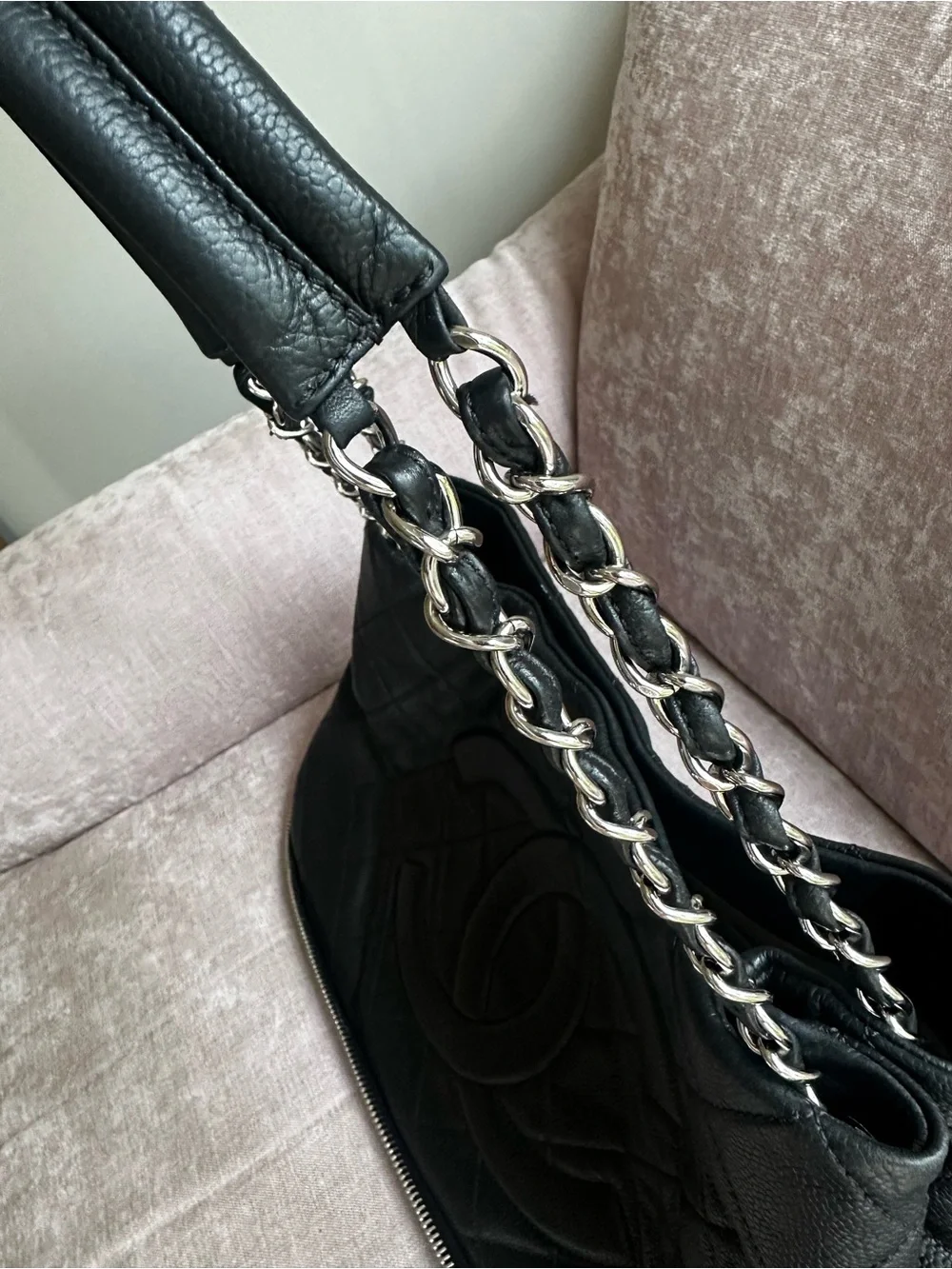CHANEL Black Quilted Caviar Leather Timeless Expandable Tote Vintage Rare